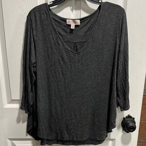 Philosophy Gray 3/4 Sleeve Relaxed  Blouse (G126)